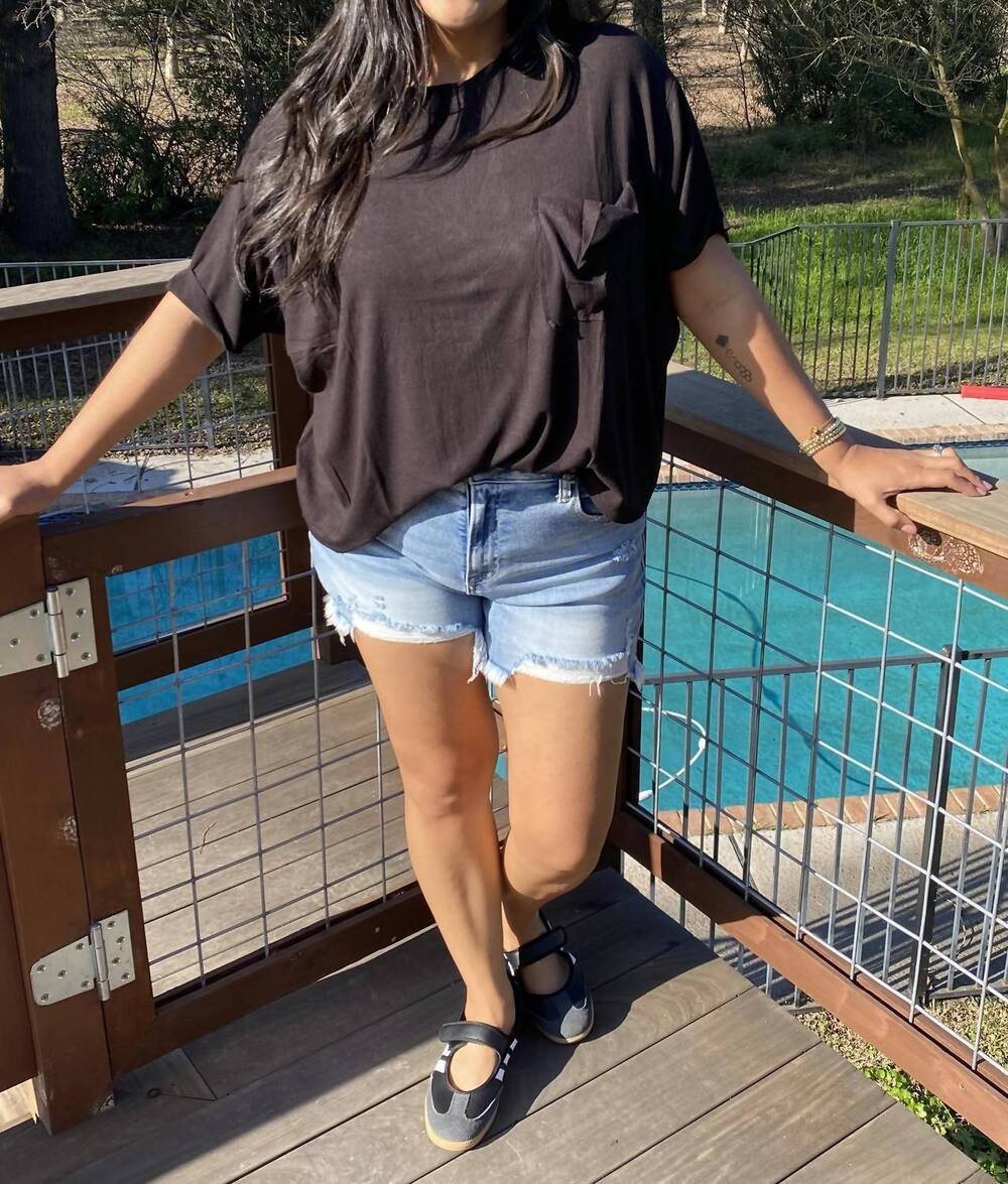 NEW ZENANA oversized ribbed short sleeve top in black